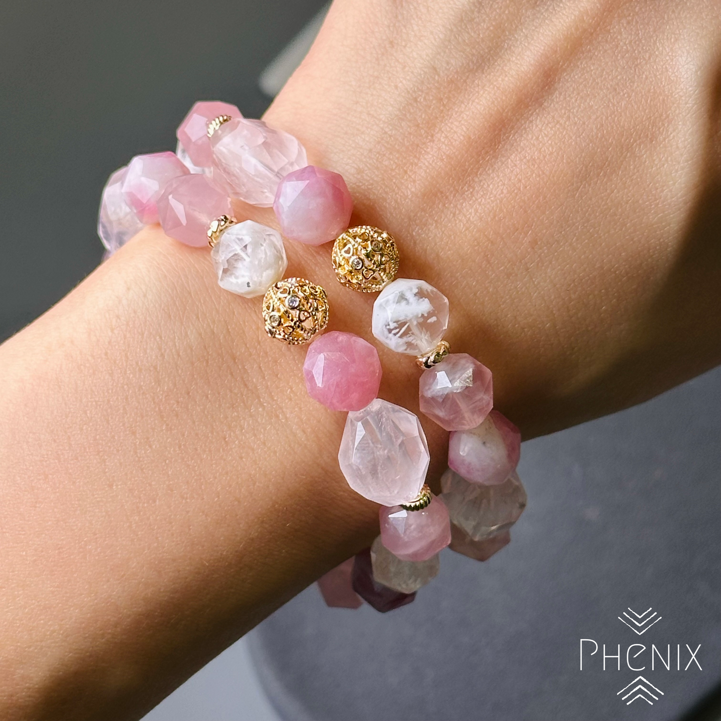Pink Love Bracelet 粉晶x櫻花粉晶x梅花碧璽