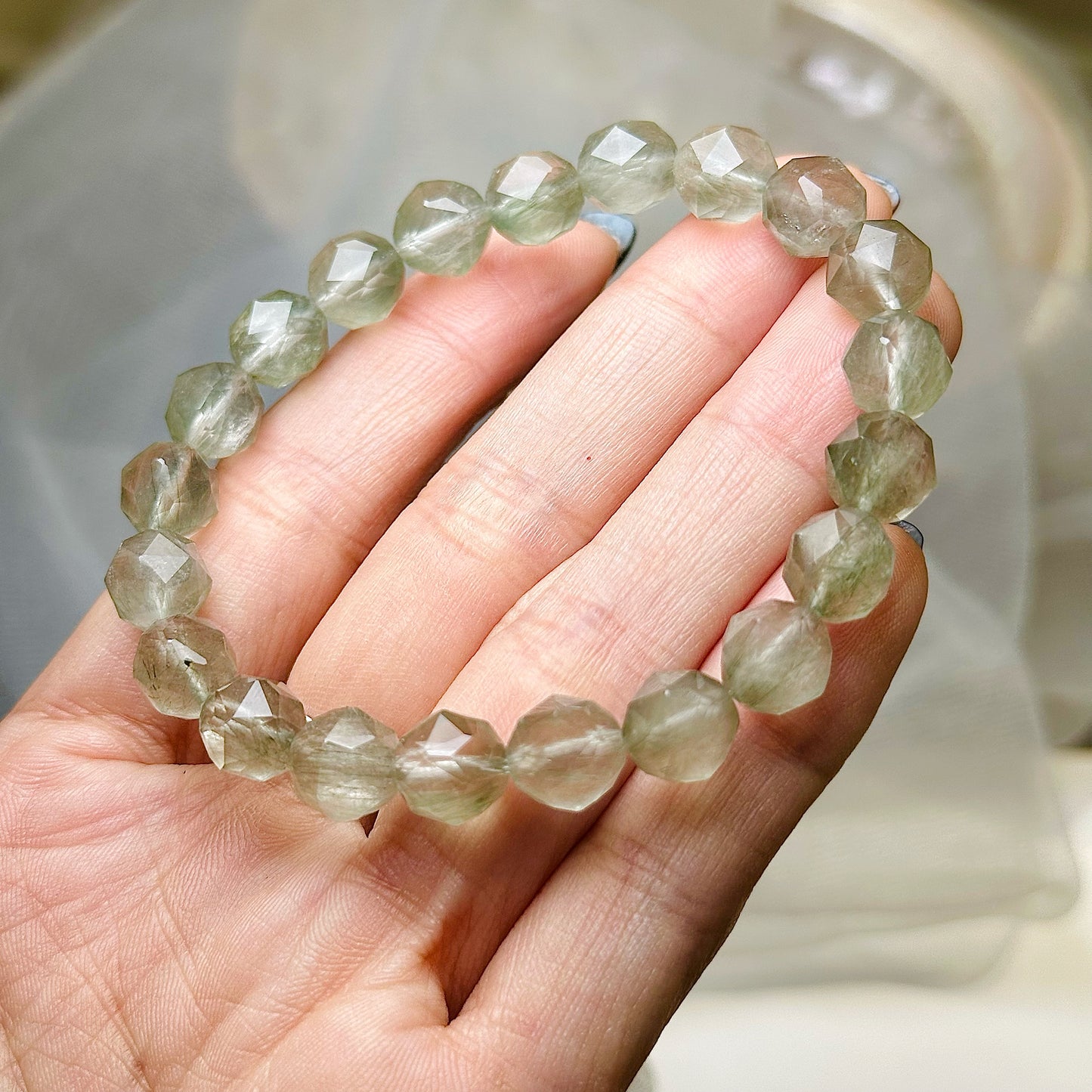 Green Rutilated Quartz Bracelet Starcut 綠髮晶手串