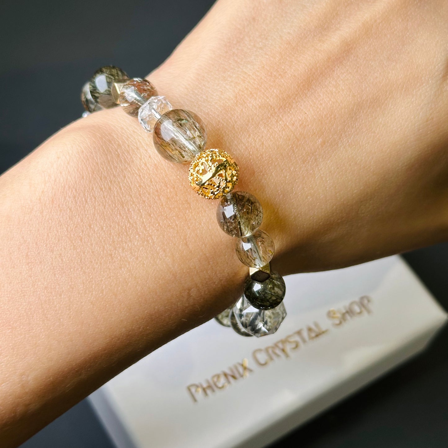 Green Tourmaline Rutilated x Clear Quartz 綠碧璽髮晶x白水晶