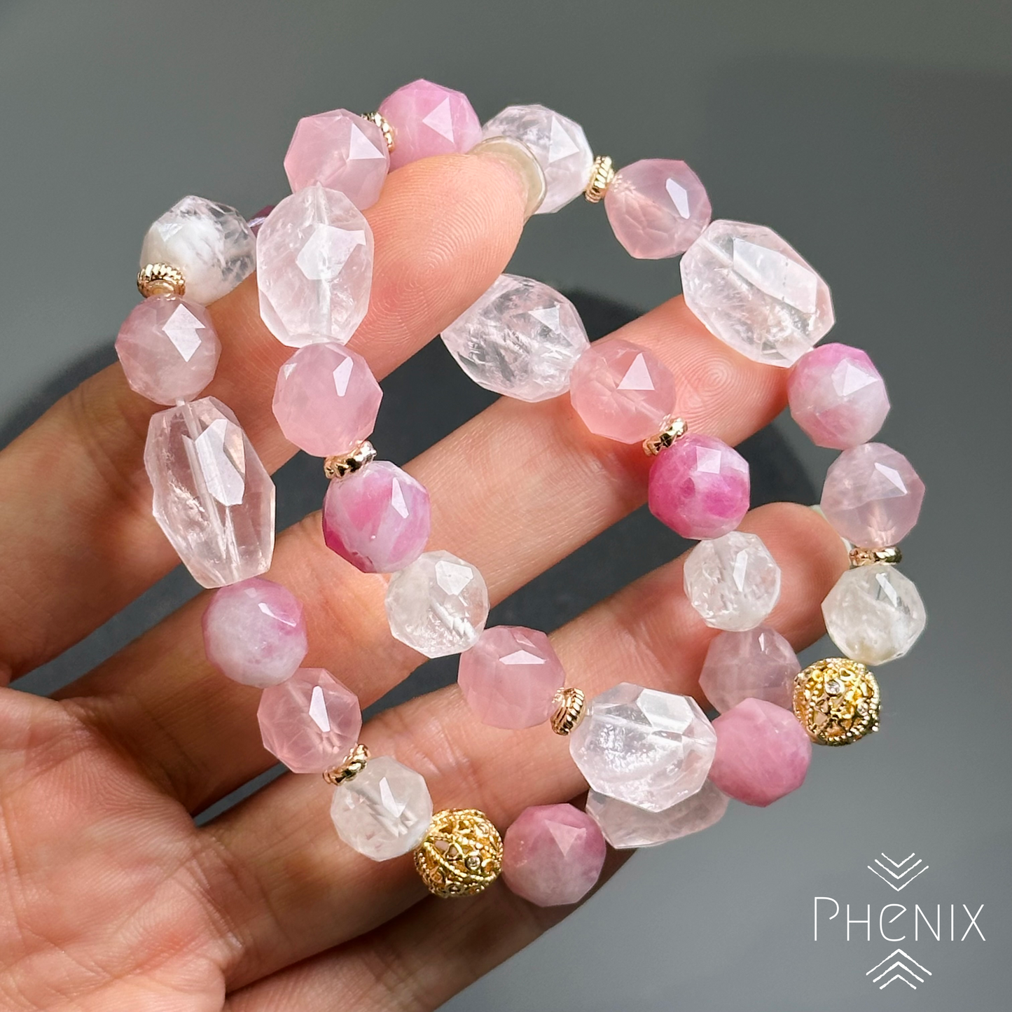 Pink Love Bracelet 粉晶x櫻花粉晶x梅花碧璽