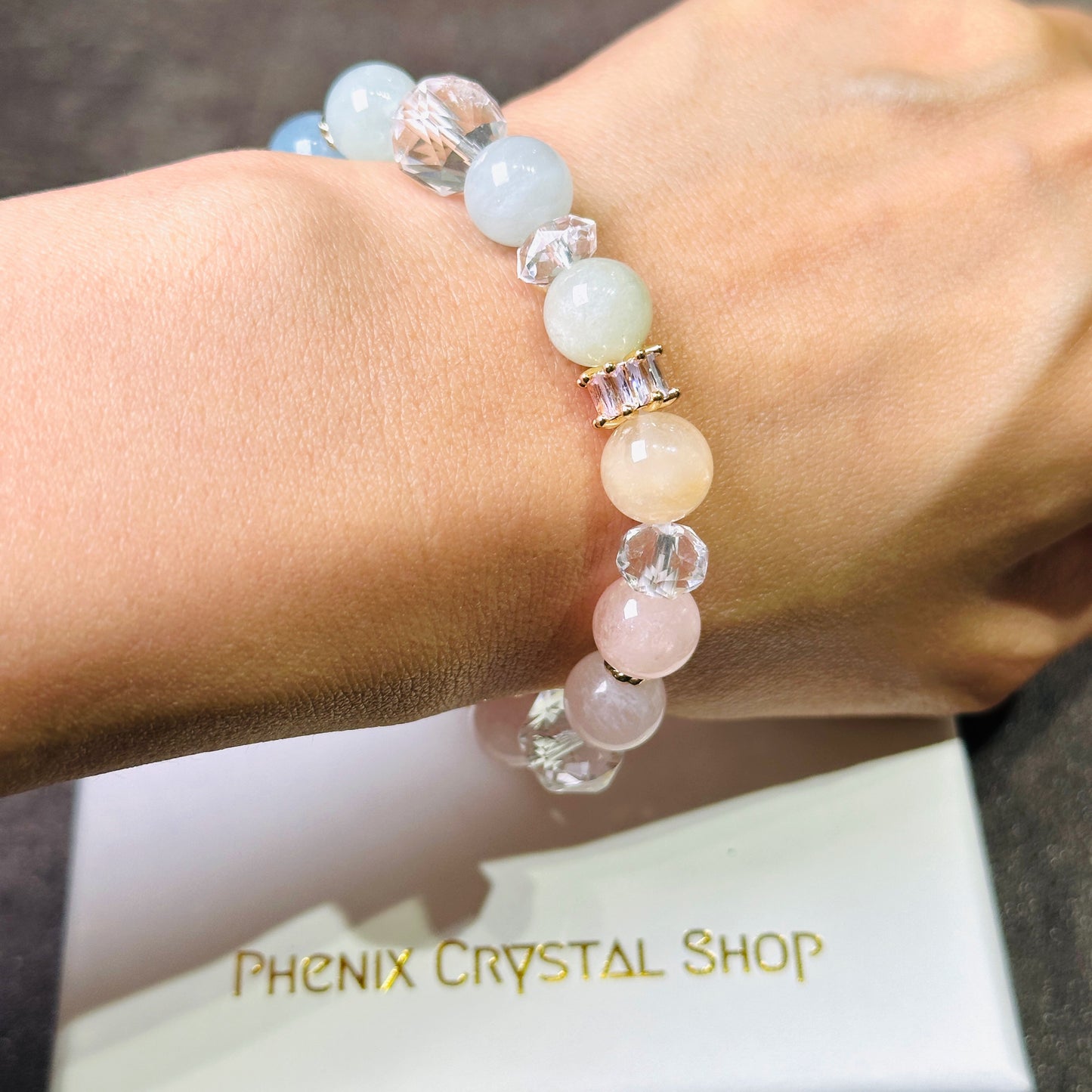 Morganite x Clear Quartz 摩根石 白水晶