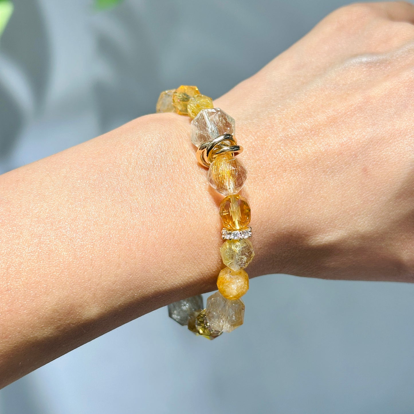 Gold Rutilated Quartz & Citrine Design Starcut Bracelet 金髮晶 黃晶 設計款手串