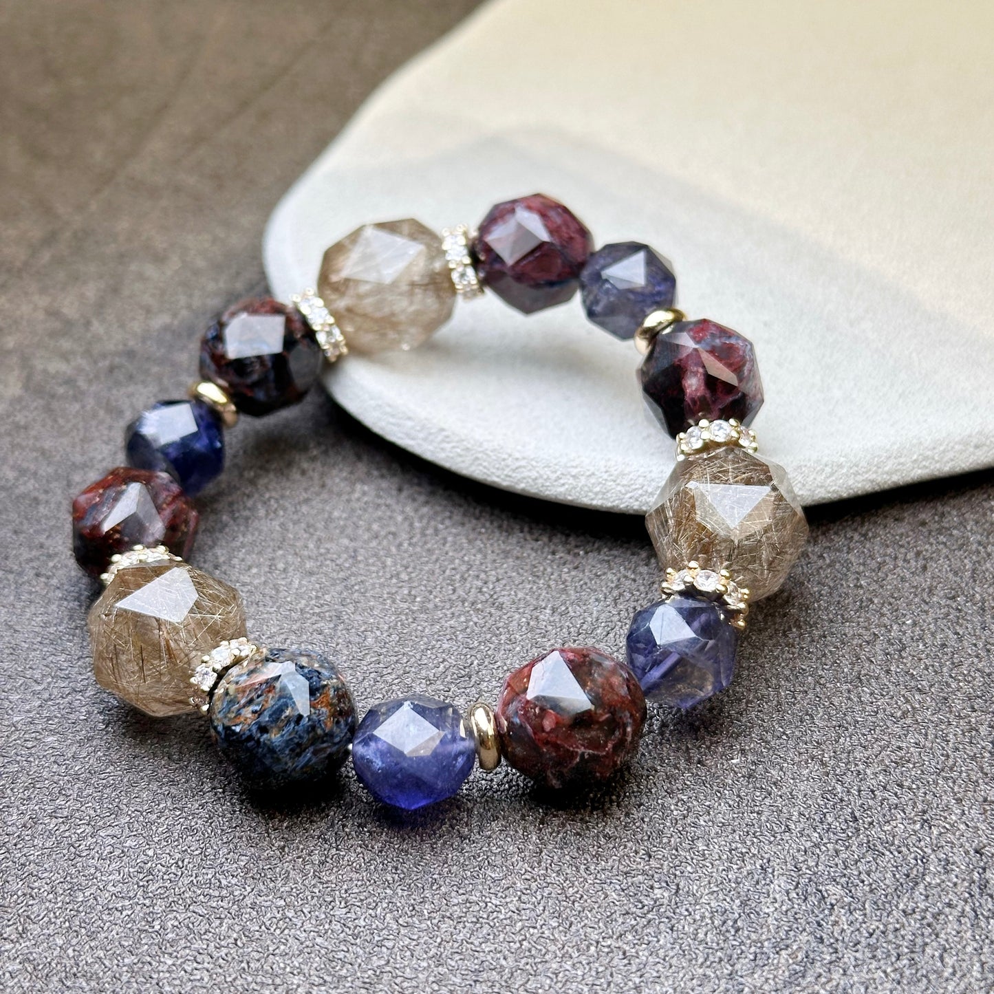 Pietersite x Silver Ritulated x iolite彼得石x堇青x魔鬼髮晶