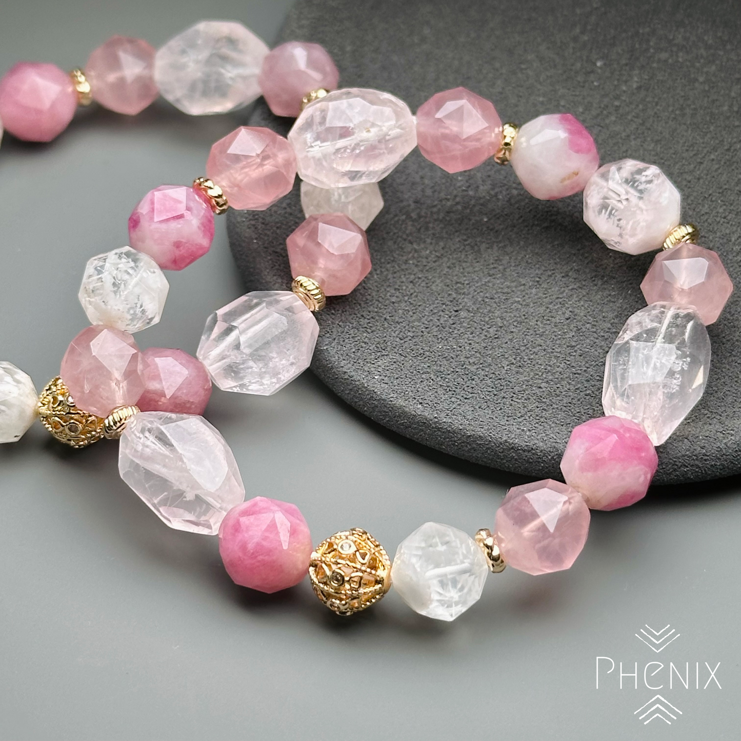Pink Love Bracelet 粉晶x櫻花粉晶x梅花碧璽