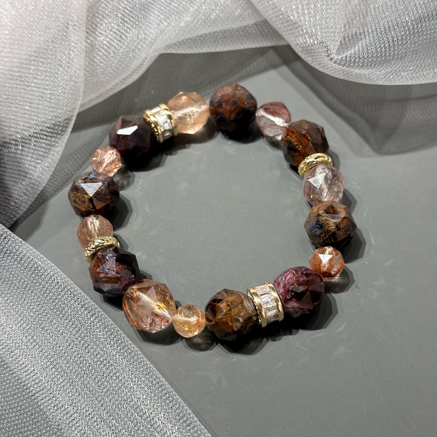 Pietersite x Copper Rutilated Quartz Starcut 彼得石 銅髮晶