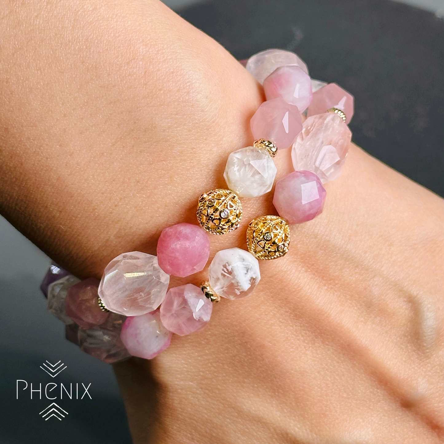 Pink Love Bracelet 粉晶x櫻花粉晶x梅花碧璽