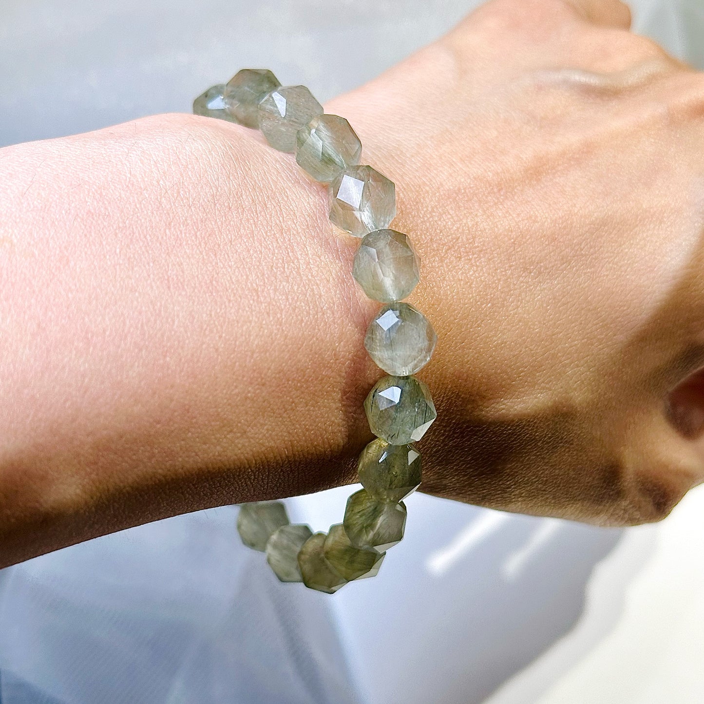 Green Rutilated Quartz Bracelet Starcut 綠髮晶手串