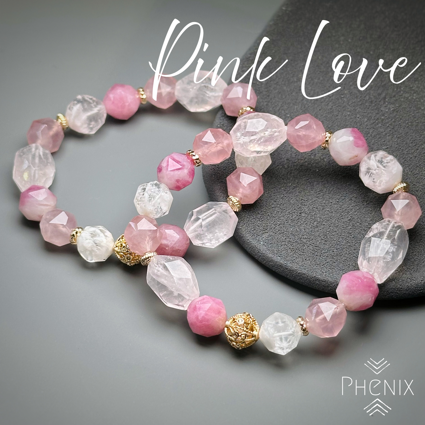 Pink Love Bracelet 粉晶x櫻花粉晶x梅花碧璽