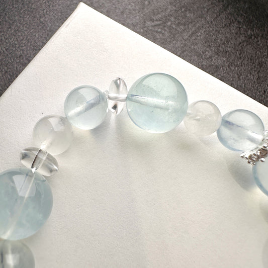 海藍寶 月亮石 功效 手串 Aquamarine Bracelet 屬水手串 水晶設計款 銅鑼灣水晶店 旺角水晶店 屬水水晶 Moonstone