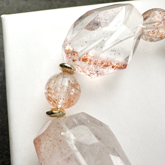 Orange Super Seven Faceted & Sunstone Bracelet 金草莓橙超七切割款 x 太橙石 手串