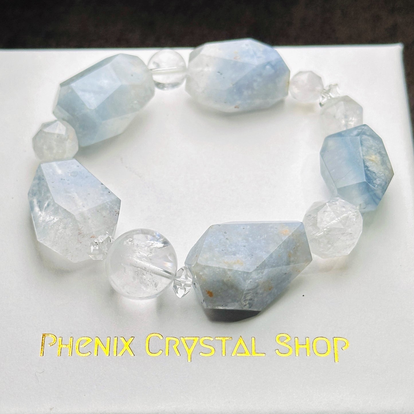 Blue Rabbit Hair Rutilated Quartz x Moonstone x White Phantom 藍絨兔毛 白幽靈 月亮石