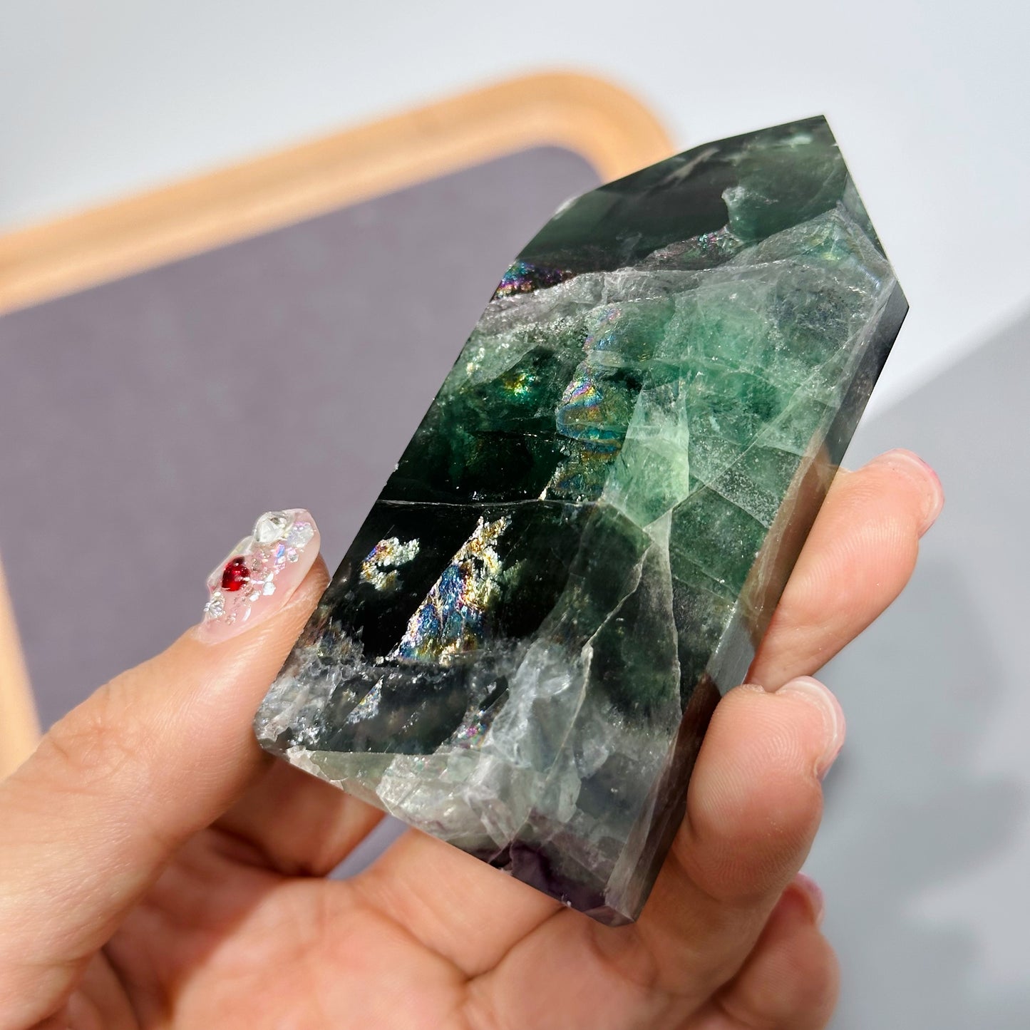 Fluorite Point Tower Chakra 螢石 水晶柱 水晶擺件 綠色水晶 香港水晶店 水晶擺設 脈輪