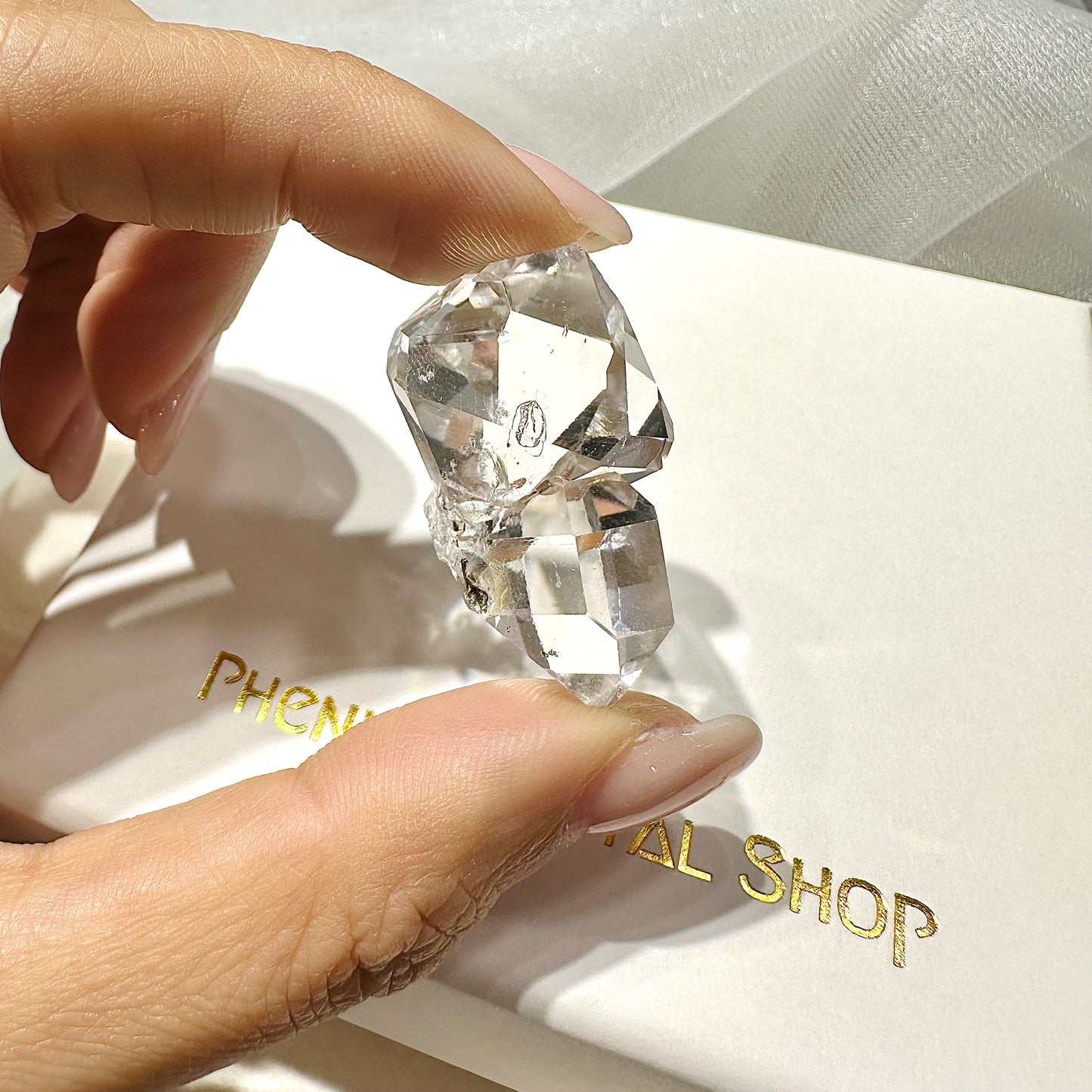 美國閃靈鑽 頂輪 紐約閃靈鑽功效 吊墜 能量 水晶設計款 七脈輪 白色水晶 Herkimer Diamond new york