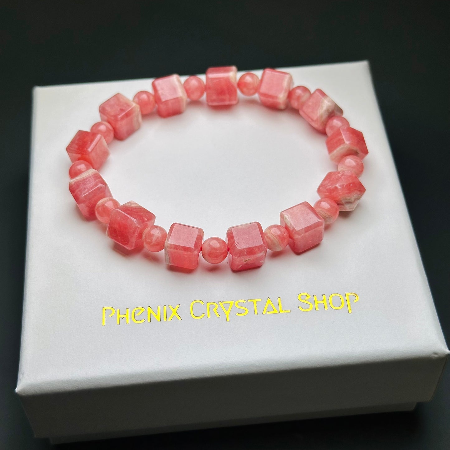 紅紋石方粒手串 | 手串 bracelet | 紋理特寫 texture detail
