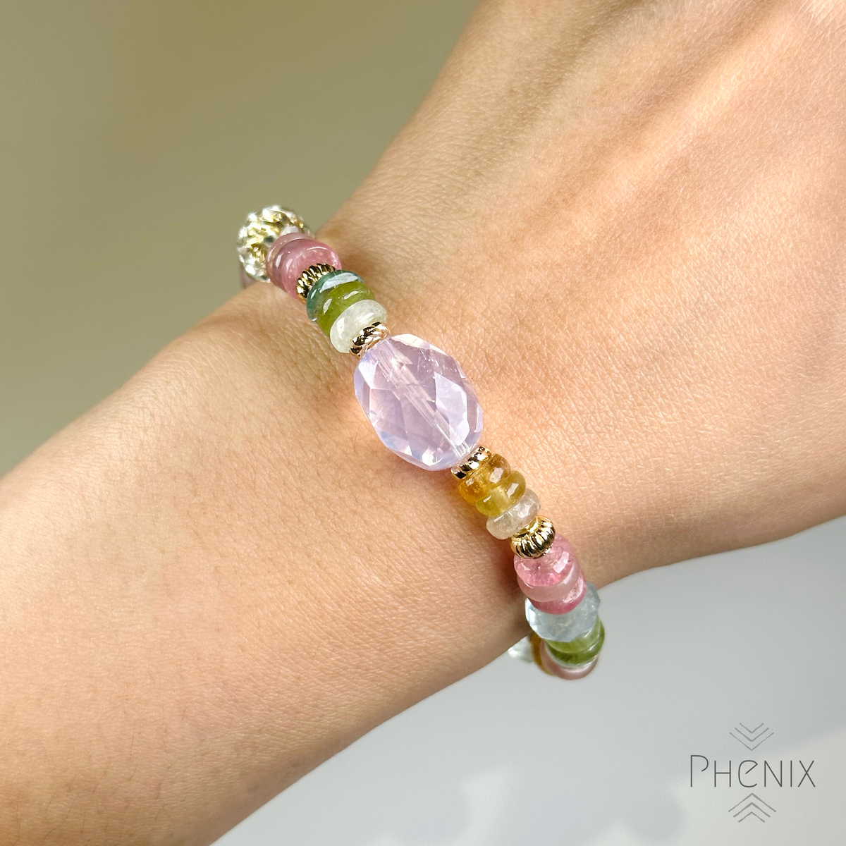 Happy Rainbow Design Bracelet | 手串 bracelet | 側面角度 side angle