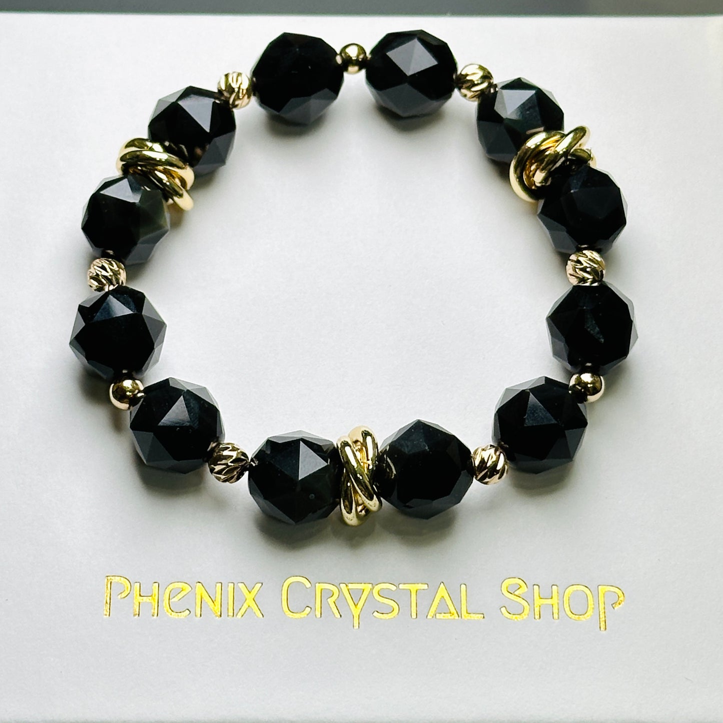 Obsidian (Rainbow) Design Bracelet 黑曜石（彩曜石）設計手串
