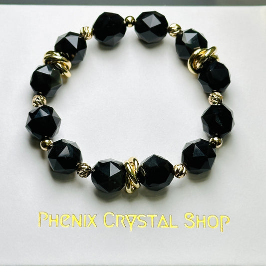 Obsidian (Rainbow) Design Bracelet 黑曜石（彩曜石）設計手串