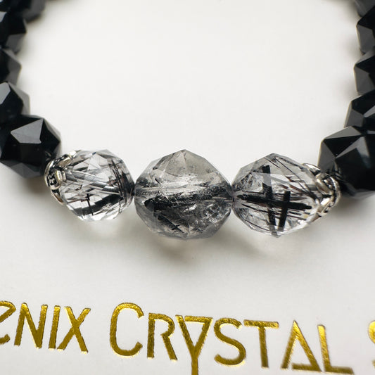 Black Rutilated x Black Obsidian Bracelet 黑髮晶 黑曜石 手串