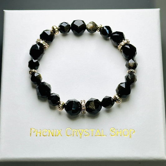 Obsidian (Gold) Design Bracelet 黑曜石（金曜石）設計手串