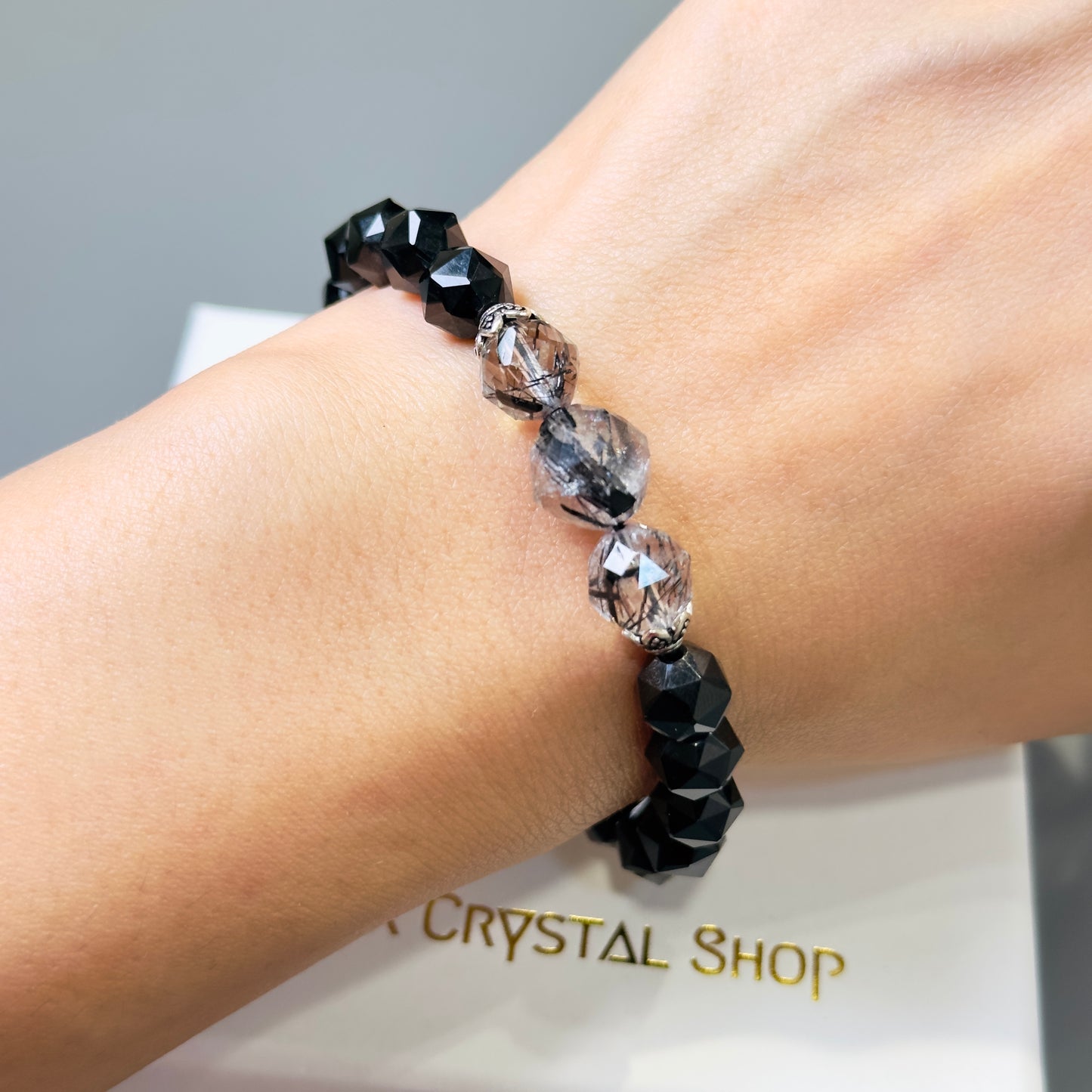 Black Rutilated x Black Obsidian Bracelet 黑髮晶 黑曜石 手串