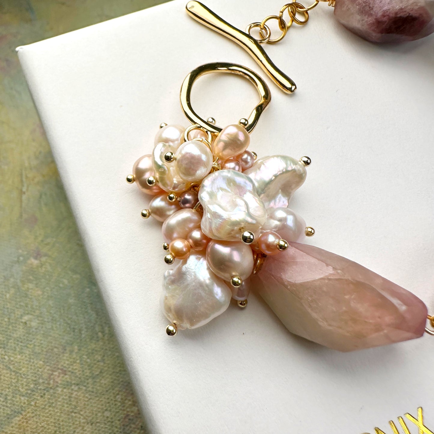 Pink Tourmaline with Pearl Bouquet Bracelet 粉紅碧璽 x 珍珠花束 手鏈