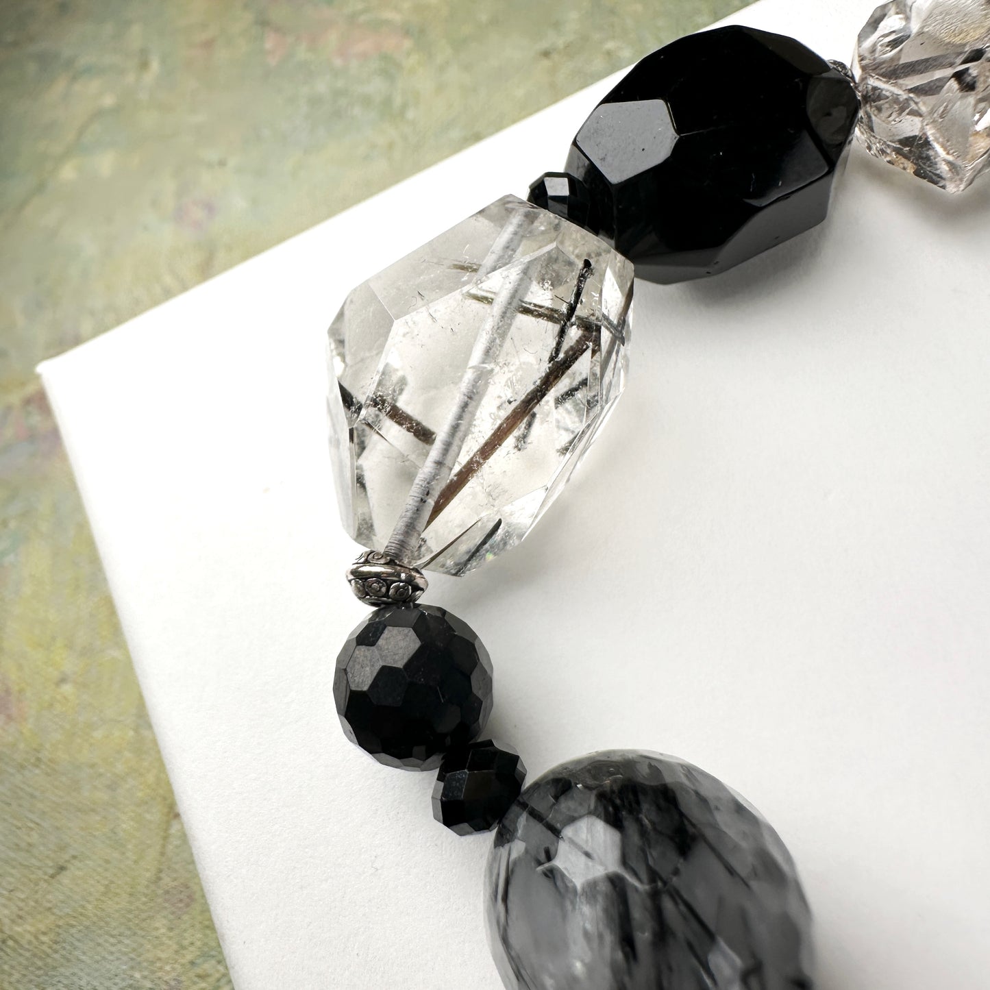 Black Ritulated x Black Agate x Shungite x Clear Quartz x Herkimer Diamond 黑髮晶 黑瑪瑙 次石墨 白晶 閃靈鑽