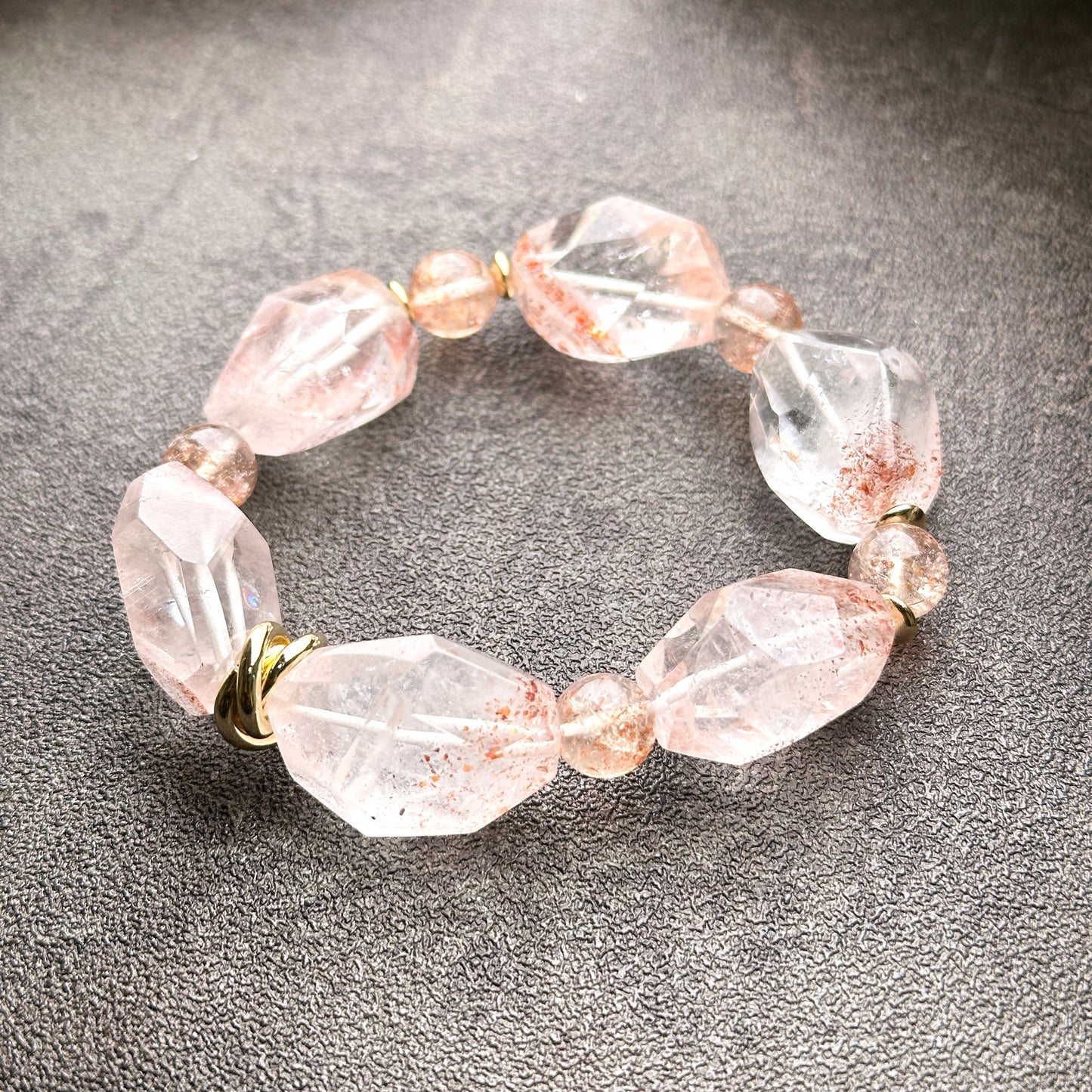 Orange Super Seven Faceted & Sunstone Bracelet 金草莓橙超七切割款 x 太橙石 手串