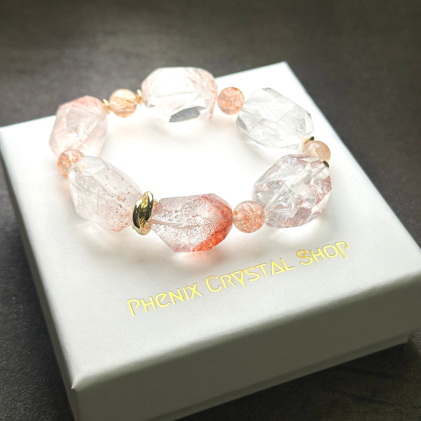 Orange Super Seven Faceted & Sunstone Bracelet 金草莓橙超七切割款 x 太橙石 手串