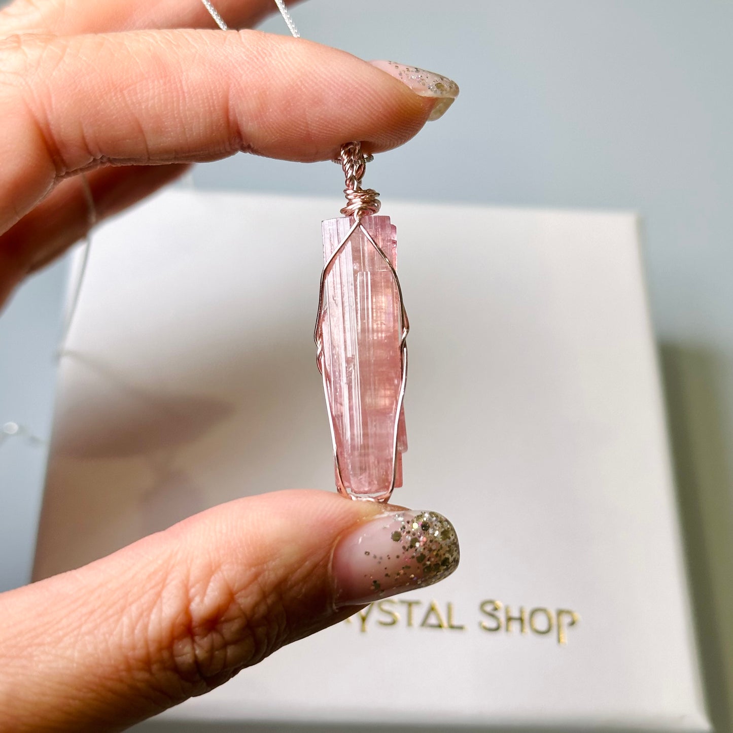 Pink Tourmaline Pendant 粉紅碧璽原石吊墜