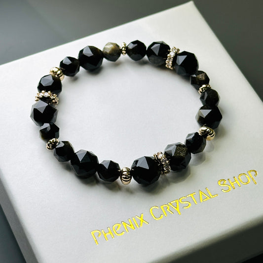 Obsidian (Gold) Design Bracelet 黑曜石（金曜石）設計手串