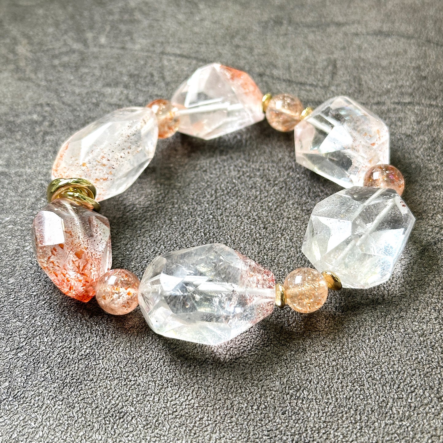 Orange Super Seven Faceted & Sunstone Bracelet 金草莓橙超七切割款 x 太橙石 手串