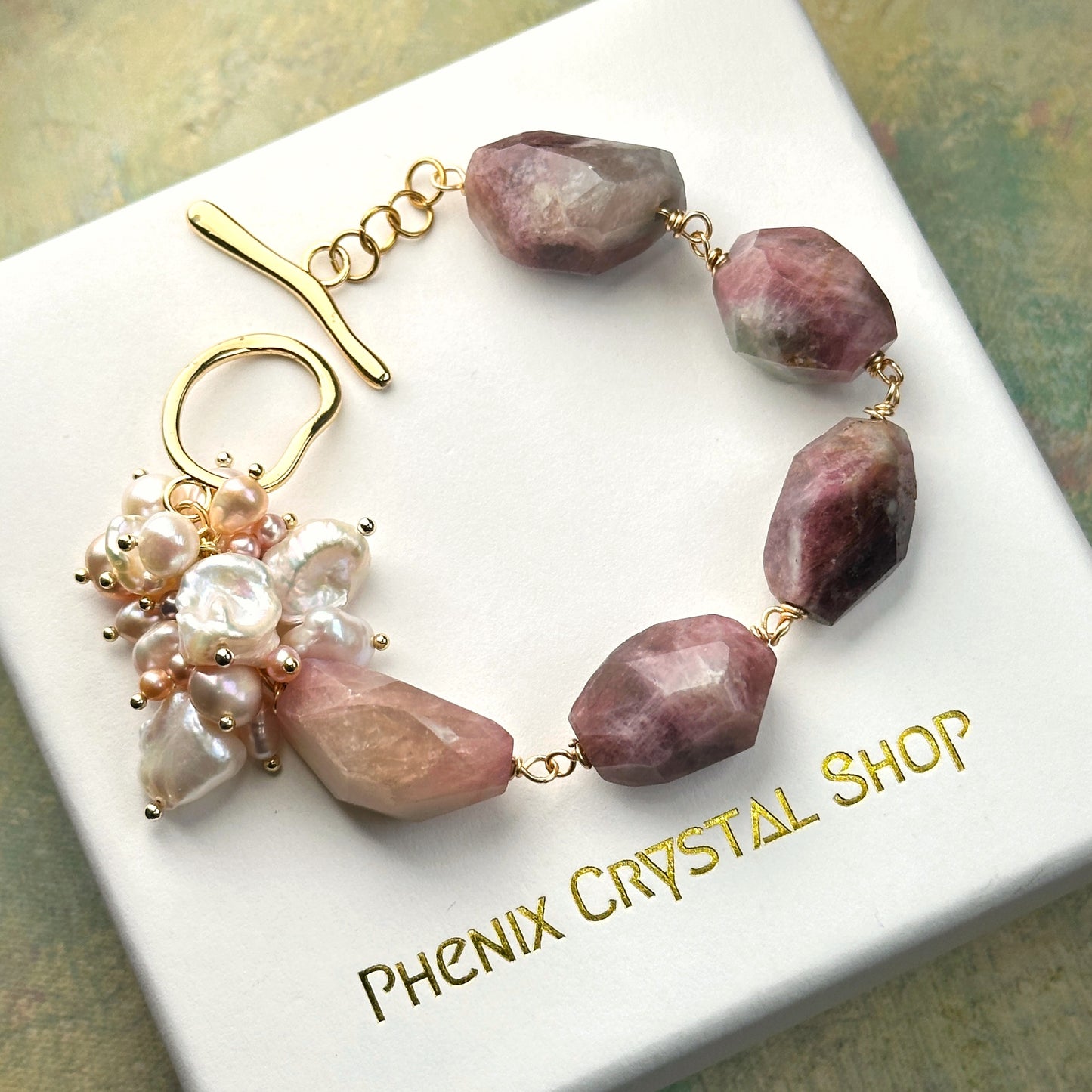 Pink Tourmaline with Pearl Bouquet Bracelet 粉紅碧璽 x 珍珠花束 手鏈