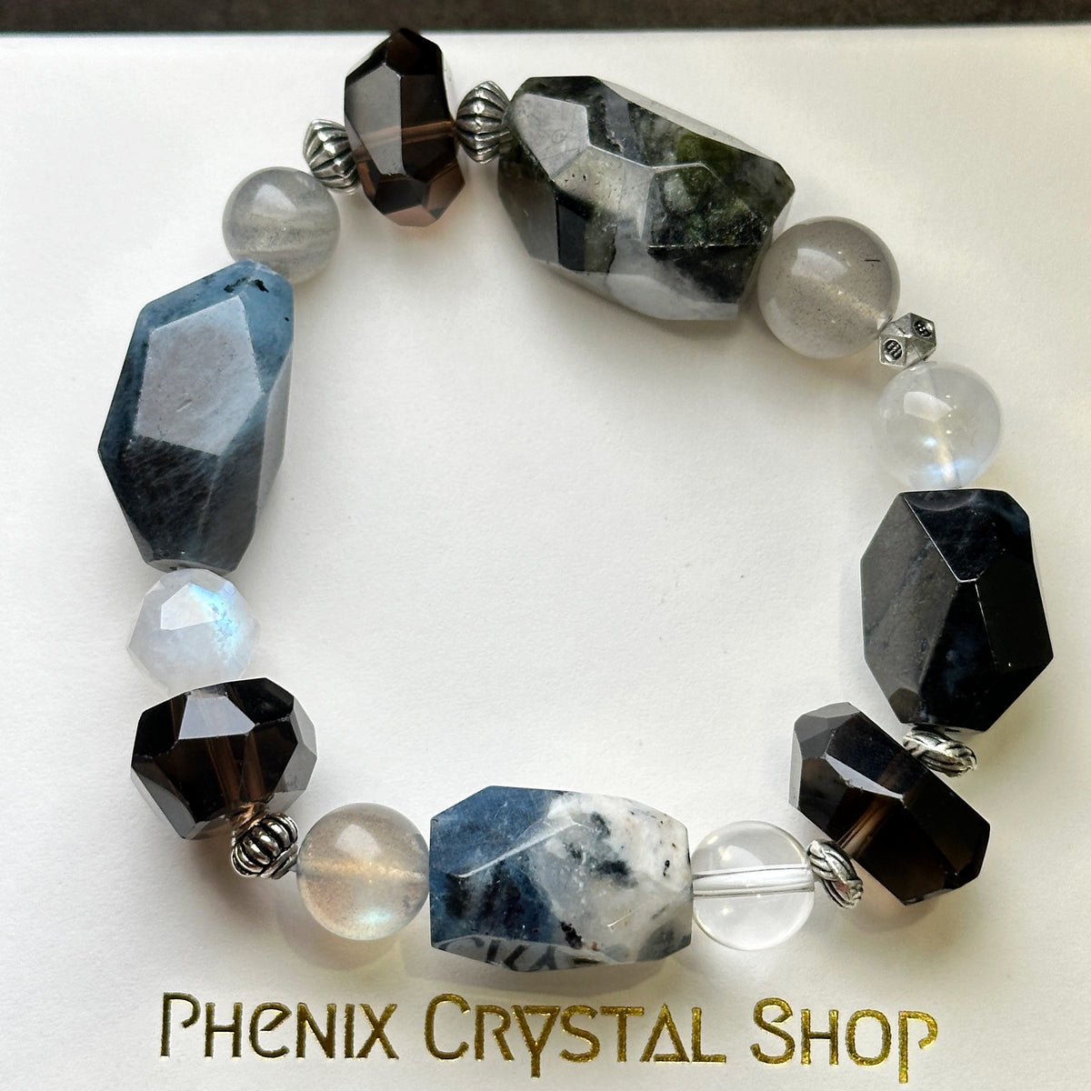 Aquamarine x Moonstone x Smoky Quartz x Labradorite Bracelet 魔鬼海藍寶 x 月亮石 x 茶晶 x 拉長石 設計手串