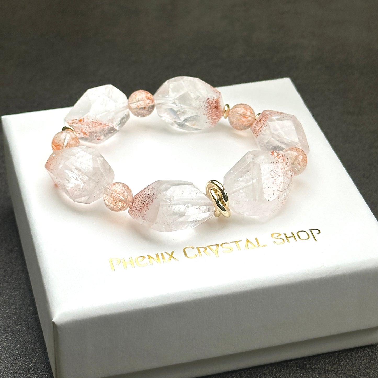Orange Super Seven Faceted & Sunstone Bracelet 金草莓橙超七切割款 x 太橙石 手串