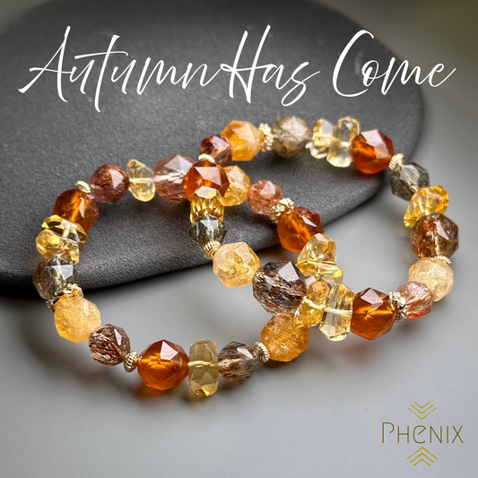 Citrine & Rutilated Quartz & Orange Garnet Bracelet  黃晶x碧璽髮晶x橙石榴石 設計款手串