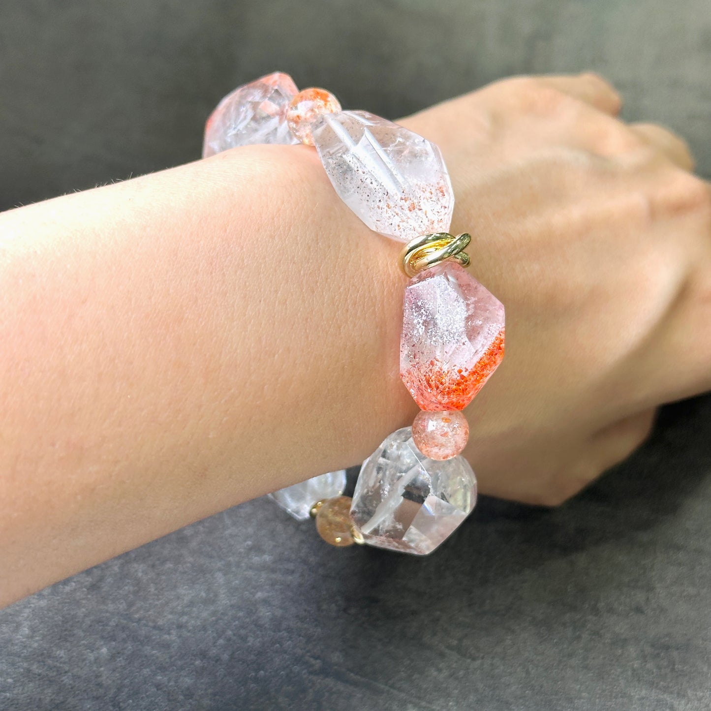 Orange Super Seven Faceted & Sunstone Bracelet 金草莓橙超七切割款 x 太橙石 手串