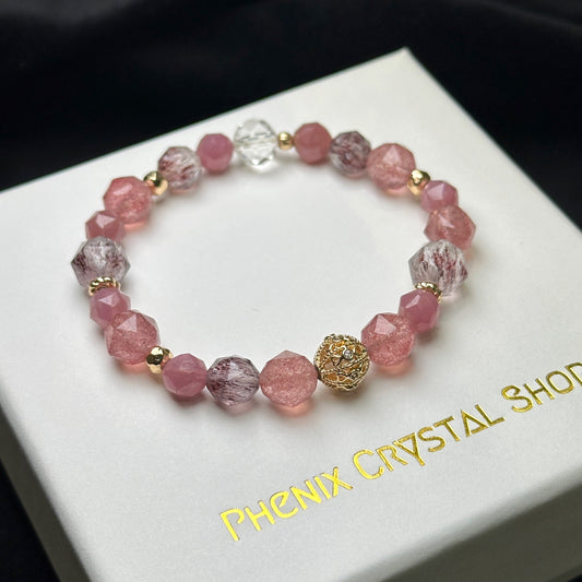 Super Seven x Strawberry Quartz x Ruby Design Bracelet 超級七x草莓晶x紅寶石 設計手串