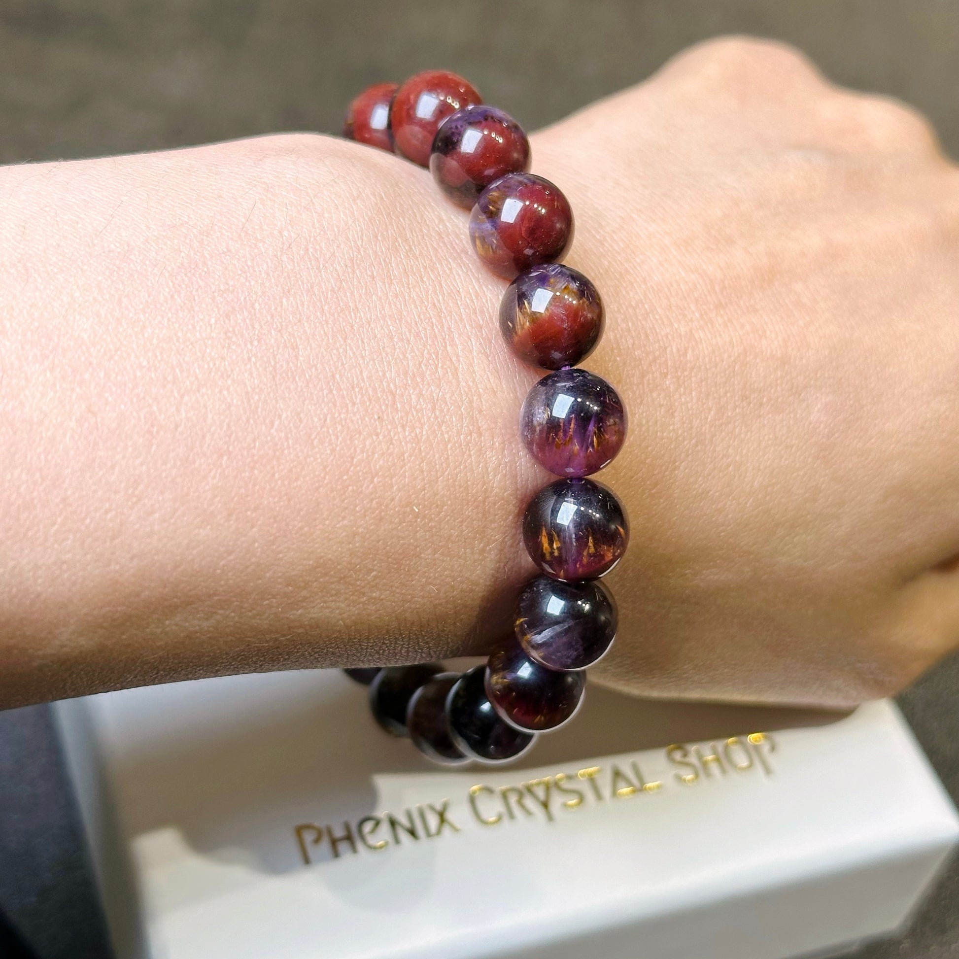 極光23 手串 功效 Auralite 23 頂輪 能量手串 七脈輪 紫色水晶 屬火水晶手串