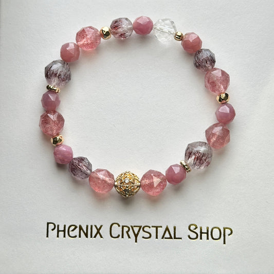 Super Seven x Strawberry Quartz x Ruby Design Bracelet 超級七x草莓晶x紅寶石 設計手串