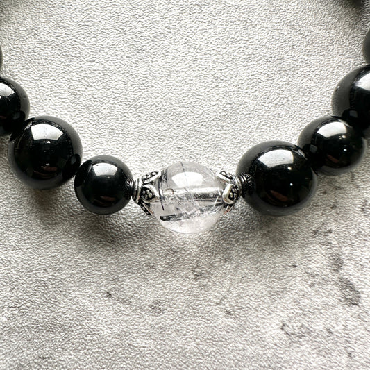 Black Rutilated Quartz Black Tourmaline Bracelet 黑髮晶x黑碧璽 手串