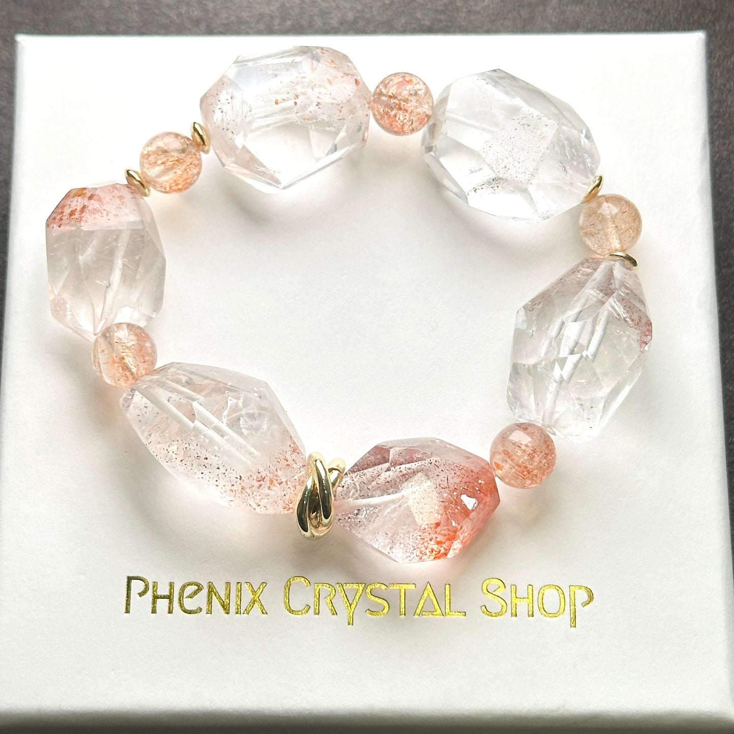 Orange Super Seven Faceted & Sunstone Bracelet 金草莓橙超七切割款 x 太橙石 手串