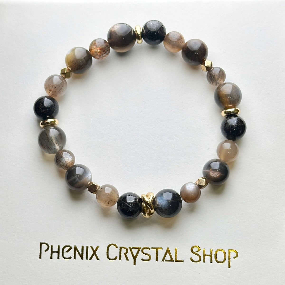 Black Sunstone Black Copper Ritulated Quartz Bracelet 黑金太陽骨干 黑銅鈦 手串