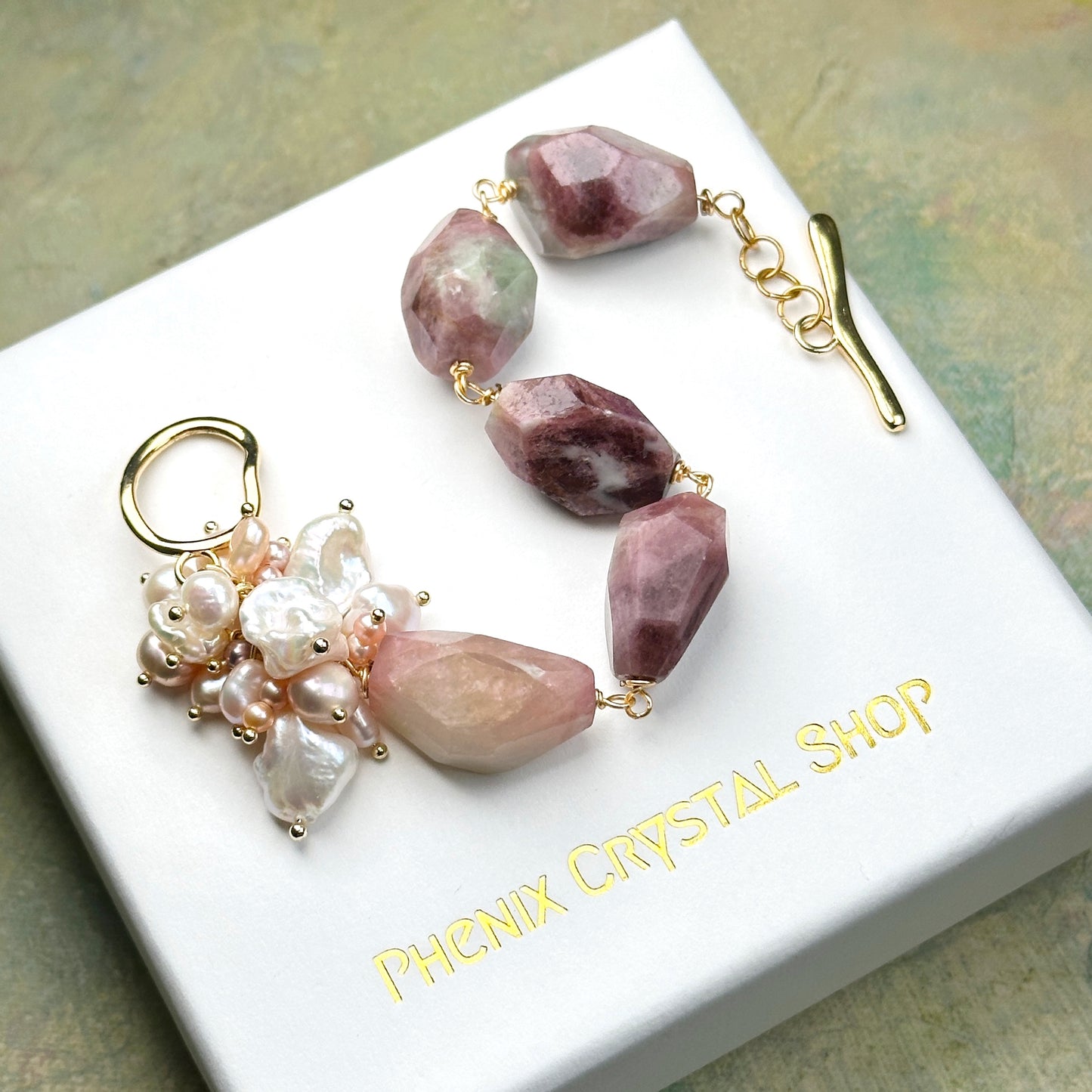 Pink Tourmaline with Pearl Bouquet Bracelet 粉紅碧璽 x 珍珠花束 手鏈