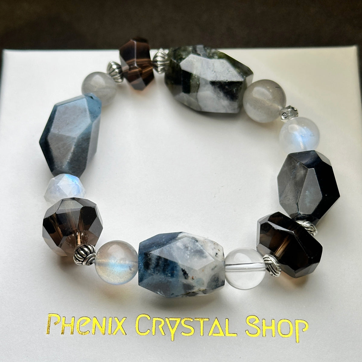 Aquamarine x Moonstone x Smoky Quartz x Labradorite Bracelet 魔鬼海藍寶 x 月亮石 x 茶晶 x 拉長石 設計手串
