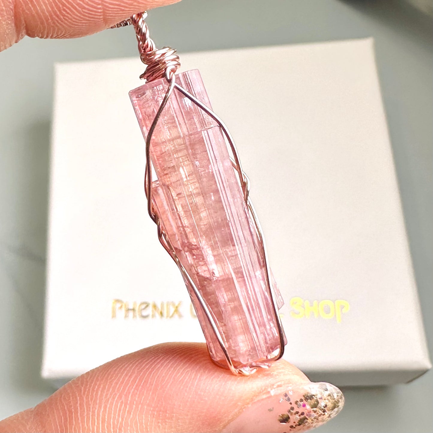 Pink Tourmaline Pendant 粉紅碧璽原石吊墜