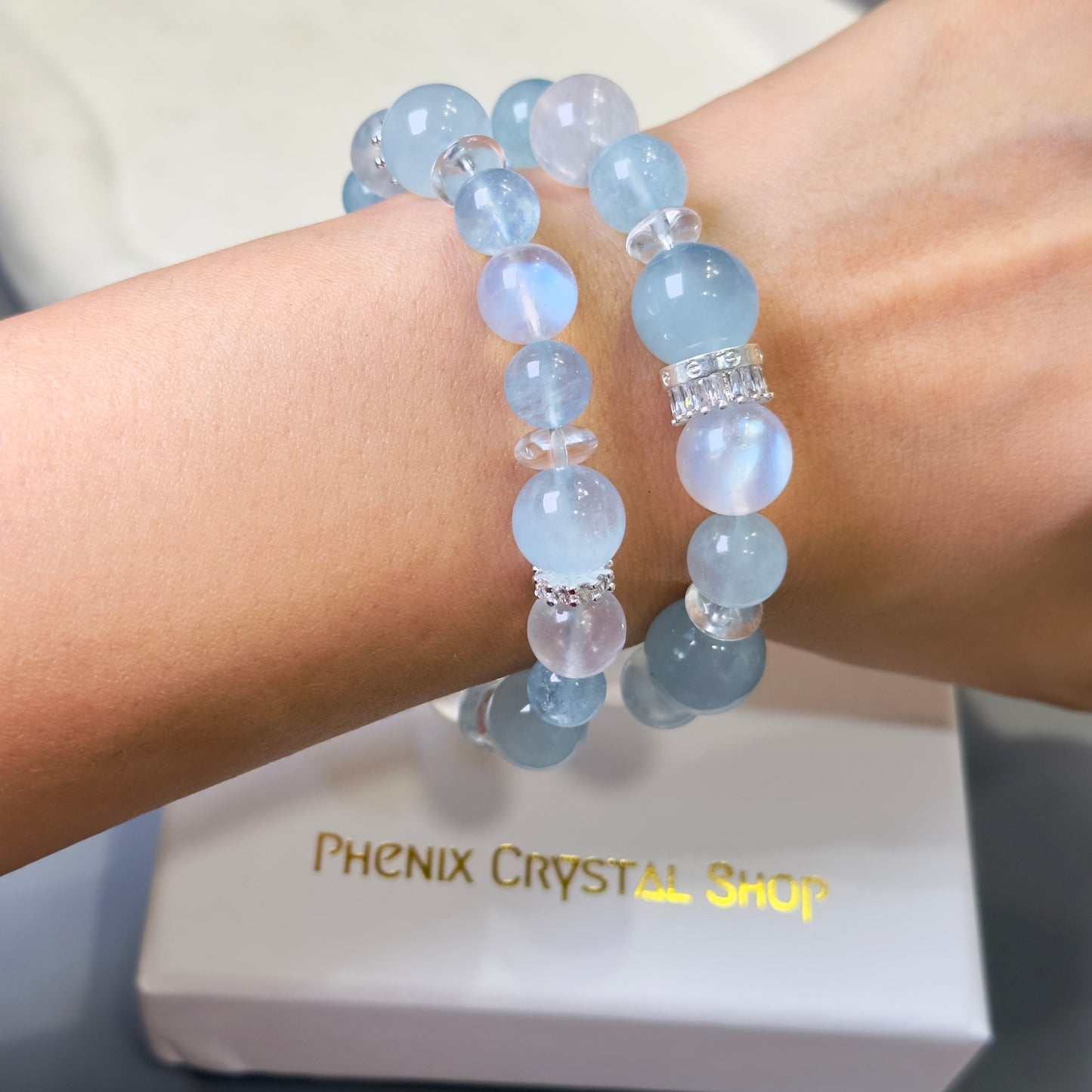 Aquamarine x Moonstone Design Bracelet 海藍寶x月亮石 設計手串