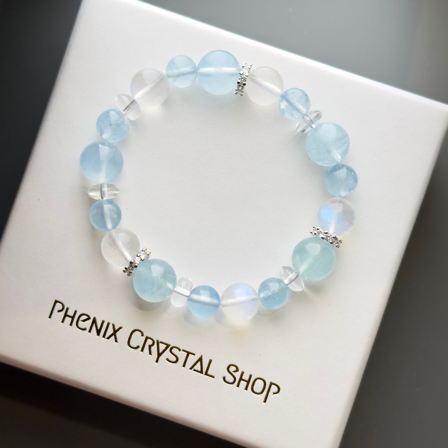 Aquamarine x Moonstone Design Bracelet 海藍寶x月亮石 設計手串