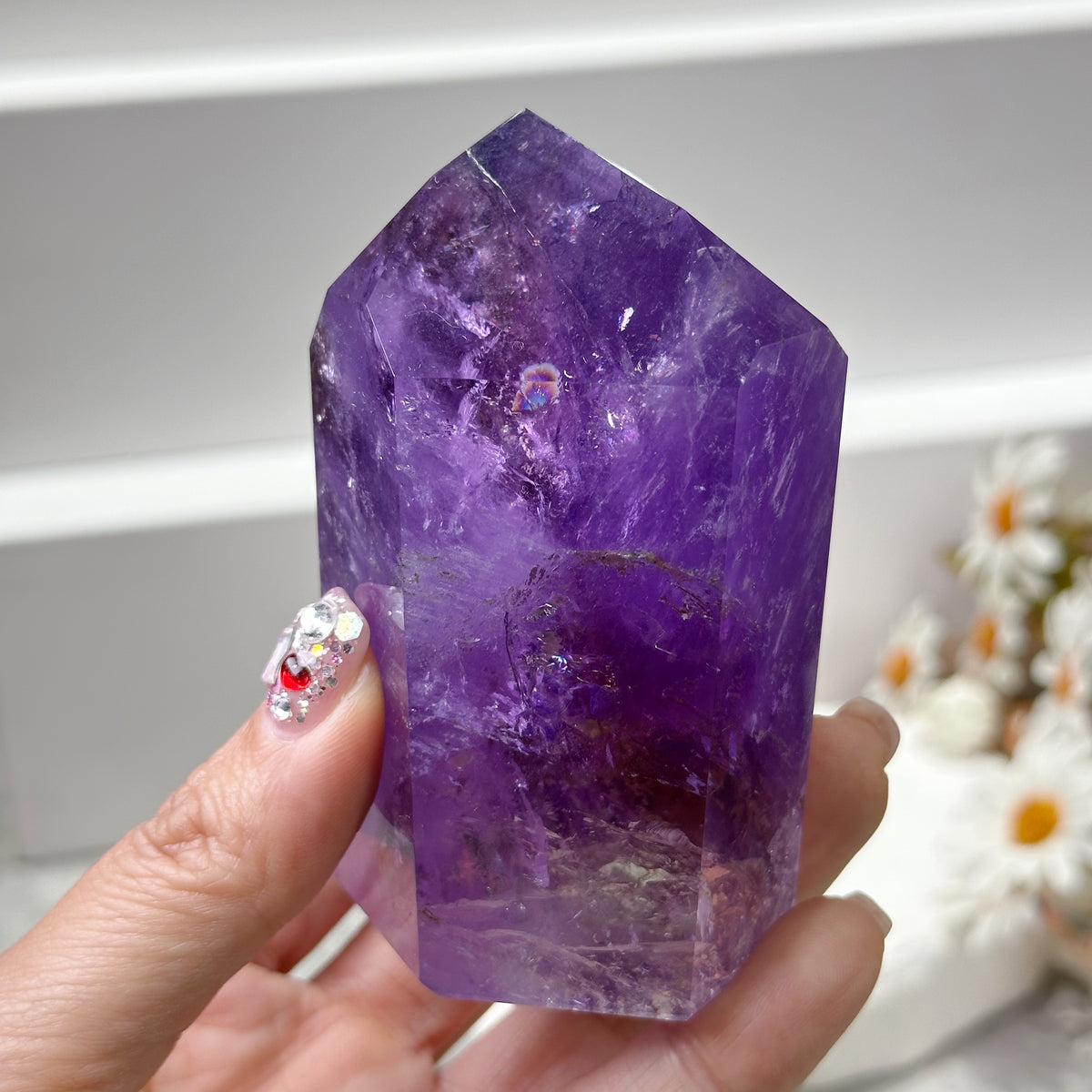 Ametrine Point Tower 紫黃晶柱 | 晶柱 crystal-point | 正面圖 front view