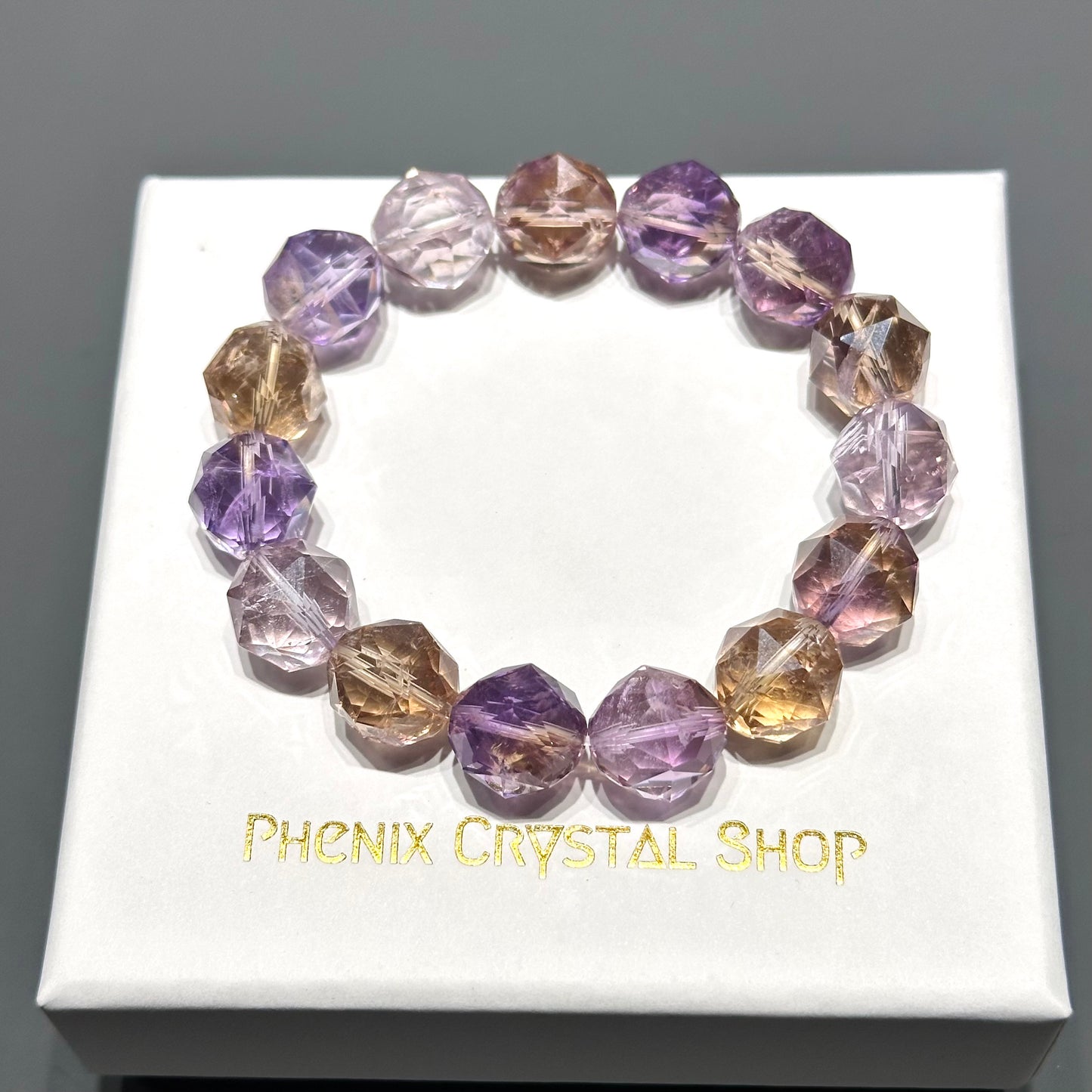 Ametrine Starcut 紫黃晶 | 星切水晶 star-cut-crystal | 側面角度 side angle