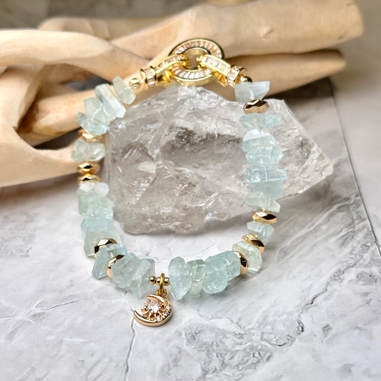 Aquamarine Faceted Bracelet 海藍寶切割款手鏈 | 手串 bracelet | 正面圖 front view